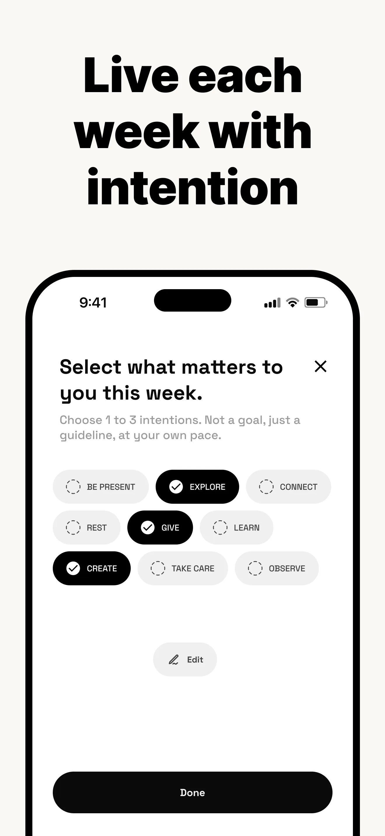 Live each week with intention
